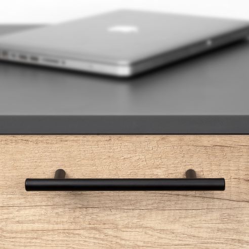 Emuca Lotto di 10 maniglie per mobili Miami, L272mm, interasse 192mm, Acciaio inossidabile, Verniciato nero