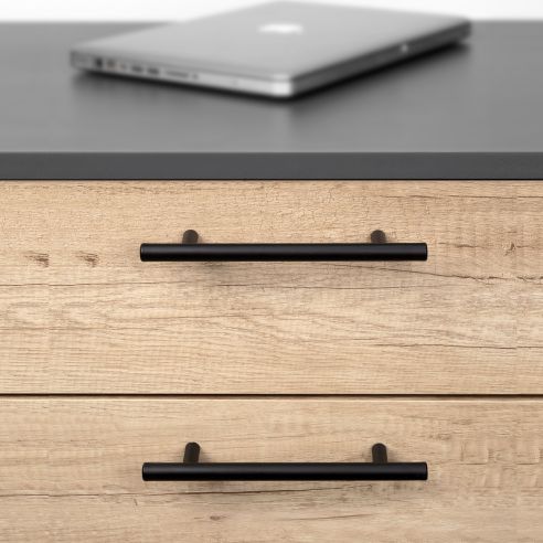 Emuca Lotto di 10 maniglie per mobili Miami, L272mm, interasse 192mm, Acciaio inossidabile, Verniciato nero