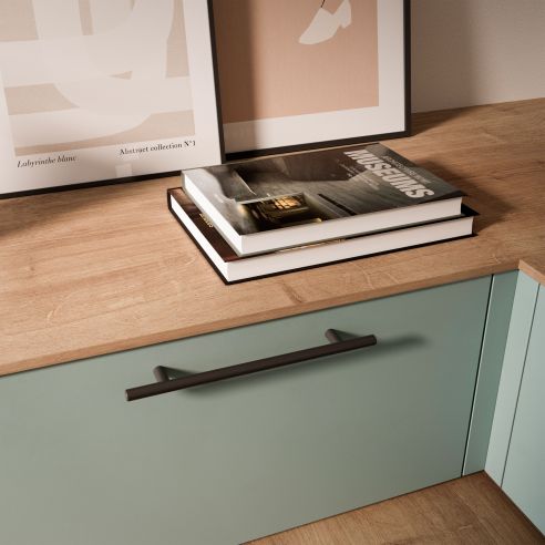 Emuca Lotto di 10 maniglie per mobili Miami, L272mm, interasse 192mm, Acciaio inossidabile, Verniciato nero