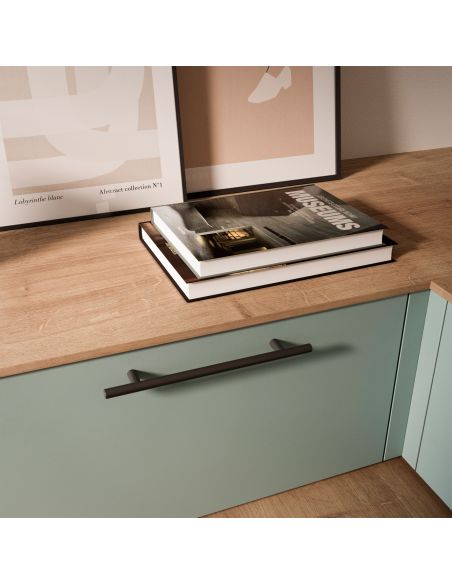 Emuca Lotto di 10 maniglie per mobili Miami, L272mm, interasse 192mm, Acciaio inossidabile, Verniciato nero