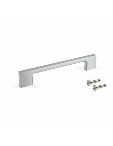 Emuca Lotto di 5 maniglie per mobili Paiporta, L192mm, interasse 160mm, Zama, Nichel satinado
