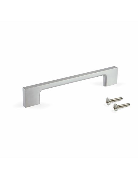 Emuca Lotto di 5 maniglie per mobili Paiporta, L192mm, interasse 160mm, Zama, Nichel satinado