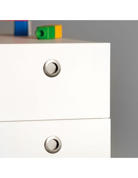 Emuca Lotto di 10 pomoli per mobili Benetusser, diametro 41mm, Zama, Nichel satinato