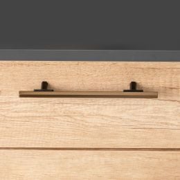 Emuca Lotto di 5 maniglie per mobili Riad, L168mm, interasse 128mm, Alluminio, Bronzato 2