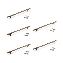 Emuca Lotto di 5 maniglie per mobili Riad, L232mm, interasse 192mm, Alluminio, Bronzato