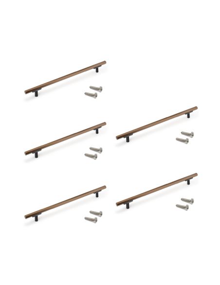 Emuca Lotto di 5 maniglie per mobili Riad, L232mm, interasse 192mm, Alluminio, Bronzato