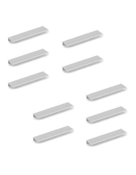 Emuca Lotto di 10 maniglie per mobili Picanya, L104mm, interasse 64mm, Alluminio, Anodizzato opaco