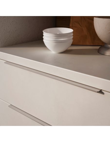 Emuca Lotto di 10 maniglie per mobili Picanya, L104mm, interasse 64mm, Alluminio, Anodizzato opaco