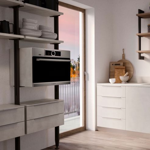 Emuca Lotto di 10 maniglie per mobili Picanya, L104mm, interasse 64mm, Alluminio, Anodizzato opaco