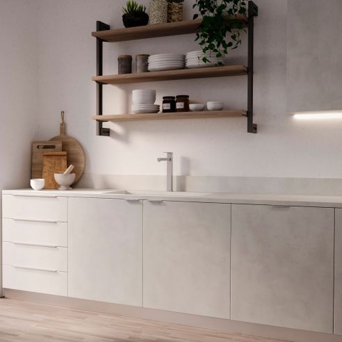 Emuca Lotto di 10 maniglie per mobili Picanya, L104mm, interasse 64mm, Alluminio, Anodizzato opaco