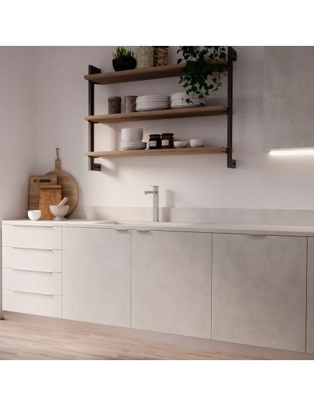 Emuca Lotto di 10 maniglie per mobili Picanya, L104mm, interasse 64mm, Alluminio, Anodizzato opaco