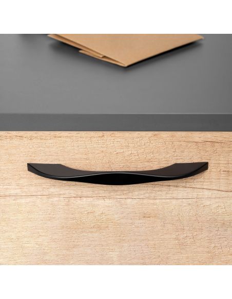 Emuca Lotto di 8 maniglie per mobili Varna, L181mm, interasse 160mm, Zama, Verniciato nero