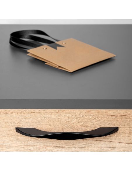 Emuca Lotto di 8 maniglie per mobili Varna, L181mm, interasse 160mm, Zama, Verniciato nero