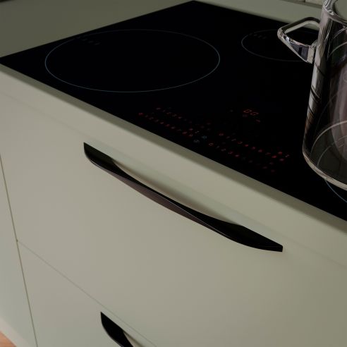 Emuca Lotto di 8 maniglie per mobili Varna, L181mm, interasse 160mm, Zama, Verniciato nero