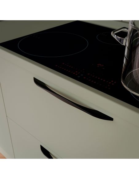 Emuca Lotto di 8 maniglie per mobili Varna, L181mm, interasse 160mm, Zama, Verniciato nero