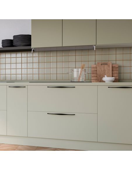 Emuca Lotto di 8 maniglie per mobili Varna, L181mm, interasse 160mm, Zama, Verniciato nero