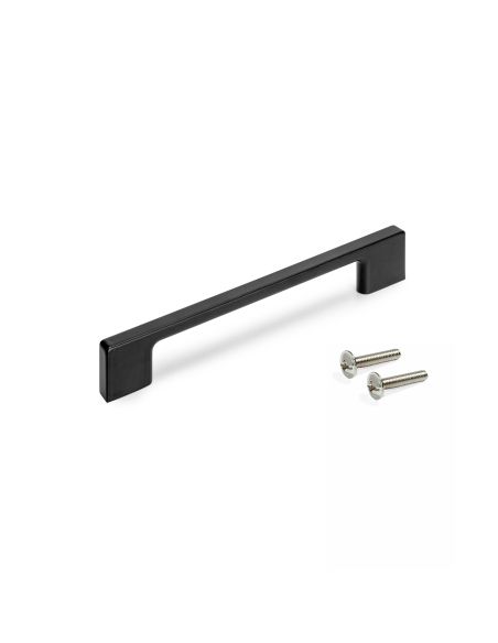 Emuca Lotto di 5 maniglie per mobili Paiporta, L160mm, interasse 128mm, Zama, Verniciato nero