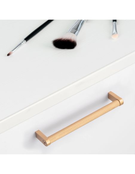 Emuca Lotto di 5 maniglie per mobili Bergen, L173mm, interasse 160mm, Alluminio, Verniciato oro