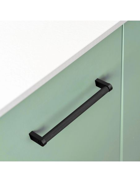 Emuca Lotto di 5 maniglie per mobili Bergen, L173mm, interasse 160mm, Alluminio, Verniciato nero