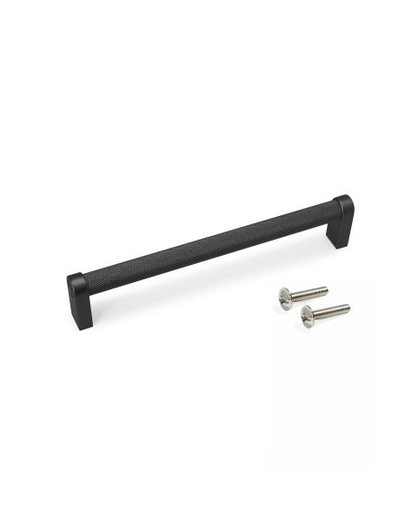 Emuca Lotto di 5 maniglie per mobili Bergen, L173mm, interasse 160mm, Alluminio, Verniciato nero