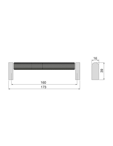 Emuca Lotto di 5 maniglie per mobili Bergen, L173mm, interasse 160mm, Alluminio, Verniciato nero