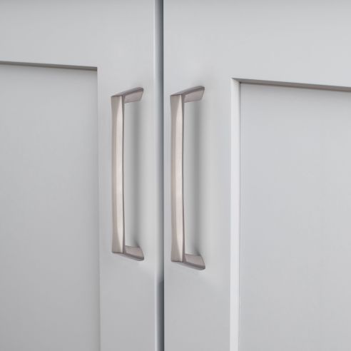 Emuca Lotto di 10 maniglie per mobili Canton, L142mm, interasse 128mm, Zama, Nichel satinato