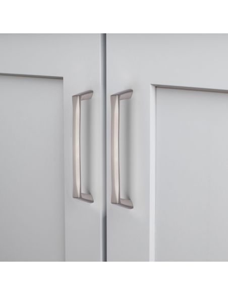 Emuca Lotto di 10 maniglie per mobili Canton, L142mm, interasse 128mm, Zama, Nichel satinato