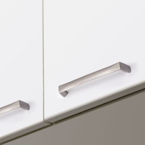 Emuca Lotto di 10 maniglie per mobili Canton, L142mm, interasse 128mm, Zama, Nichel satinato