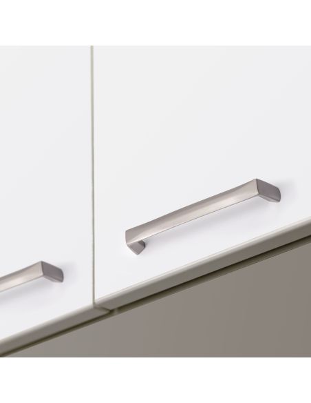 Emuca Lotto di 10 maniglie per mobili Canton, L142mm, interasse 128mm, Zama, Nichel satinato