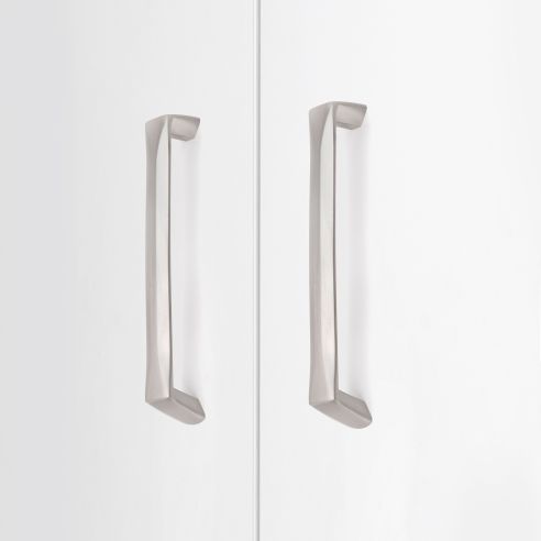 Emuca Lotto di 10 maniglie per mobili Canton, L142mm, interasse 128mm, Zama, Nichel satinato