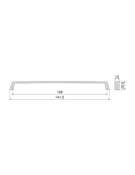 Emuca Lotto di 10 maniglie per mobili Canton, L142mm, interasse 128mm, Zama, Nichel satinato