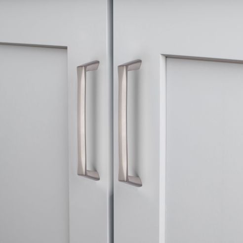 Emuca Lotto di 10 maniglie per mobili Canton, L206mm, interasse 192mm, Zama, Nichel satinato