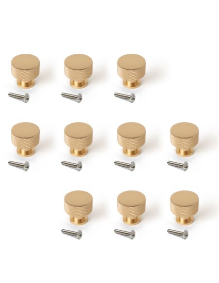 Emuca Lotto di 10 pomoli per mobili Argos, diametro 30mm, Alluminio, Oro