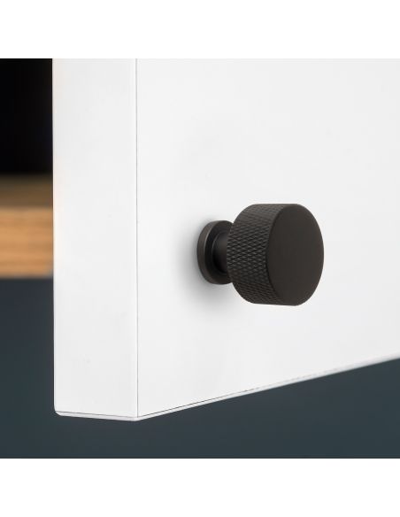 Emuca Lotto di 10 pomoli per mobili Argos, diametro 30mm, Alluminio, Verniciato nero