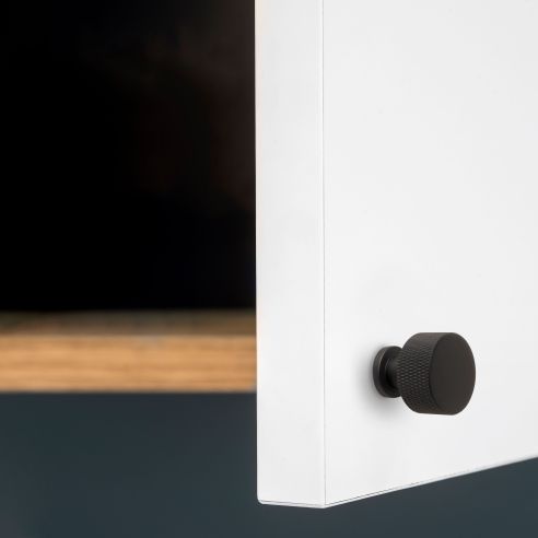 Emuca Lotto di 10 pomoli per mobili Argos, diametro 30mm, Alluminio, Verniciato nero