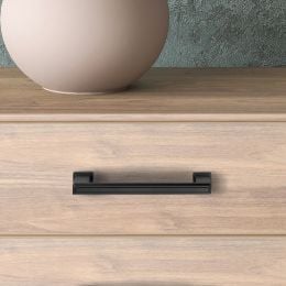 Emuca Lotto di 5 maniglie per mobili Tanger, L147.5mm, interasse 128mm, Zama, Verniciato nero 2