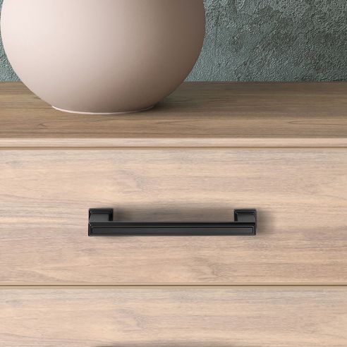 Emuca Lotto di 5 maniglie per mobili Tanger, L147.5mm, interasse 128mm, Zama, Verniciato nero