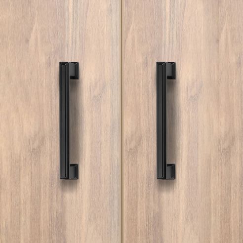 Emuca Lotto di 5 maniglie per mobili Tanger, L147.5mm, interasse 128mm, Zama, Verniciato nero