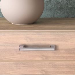 Emuca Lotto di 5 maniglie per mobili Tanger, L147.5mm, interasse 128mm, Zama, Nichel satinato 2