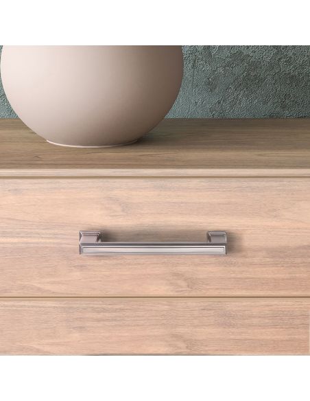 Emuca Lotto di 5 maniglie per mobili Tanger, L147.5mm, interasse 128mm, Zama, Nichel satinato