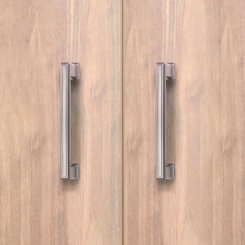 Emuca Lotto di 5 maniglie per mobili Tanger, L147.5mm, interasse 128mm, Zama, Nichel satinato