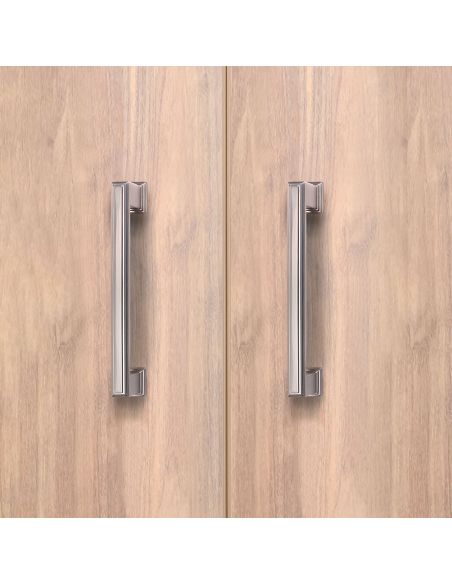 Emuca Lotto di 5 maniglie per mobili Tanger, L147.5mm, interasse 128mm, Zama, Nichel satinato