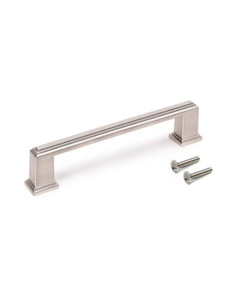 Emuca Lotto di 5 maniglie per mobili Tanger, L147.5mm, interasse 128mm, Zama, Nichel satinato