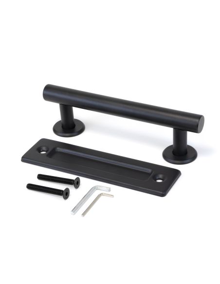 Emuca Maniglia per porte scorrevoli in legno Pasadena, lunghezza 240 mm, interasse 180 mm, Acciaio, texture Nera
