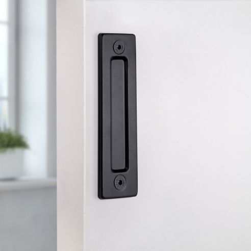 Emuca Maniglia per porte scorrevoli in legno Pasadena, lunghezza 240 mm, interasse 180 mm, Acciaio, texture Nera