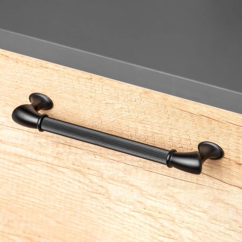 Emuca Lotto di 20 maniglie per mobili Suez, L184mm, interasse 160mm, Alluminio, Verniciato nero