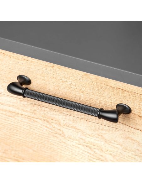 Emuca Lotto di 20 maniglie per mobili Suez, L184mm, interasse 160mm, Alluminio, Verniciato nero