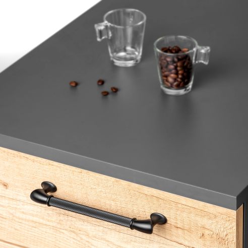 Emuca Lotto di 20 maniglie per mobili Suez, L184mm, interasse 160mm, Alluminio, Verniciato nero