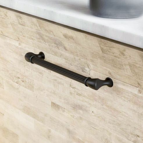 Emuca Lotto di 20 maniglie per mobili Suez, L184mm, interasse 160mm, Alluminio, Verniciato nero