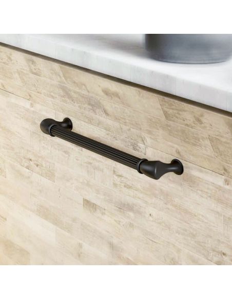 Emuca Lotto di 20 maniglie per mobili Suez, L184mm, interasse 160mm, Alluminio, Verniciato nero